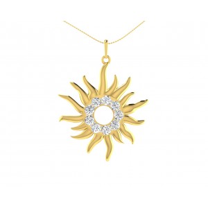 Auspicious sun pendant in gold & diamonds