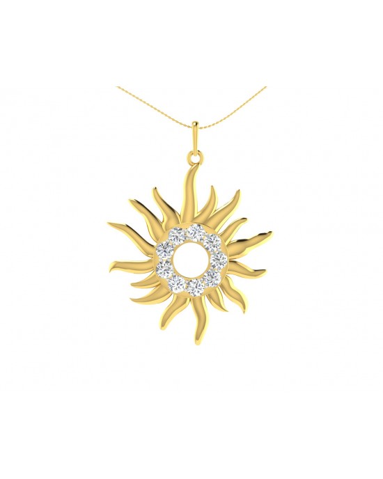Auspicious sun pendant in gold & diamonds