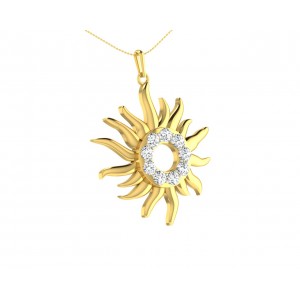 Auspicious sun pendant in gold & diamonds