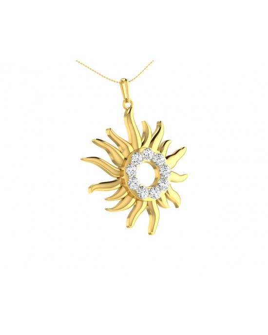 Auspicious sun pendant in gold & diamonds