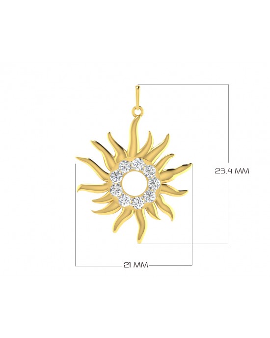 Auspicious sun pendant in gold & diamonds