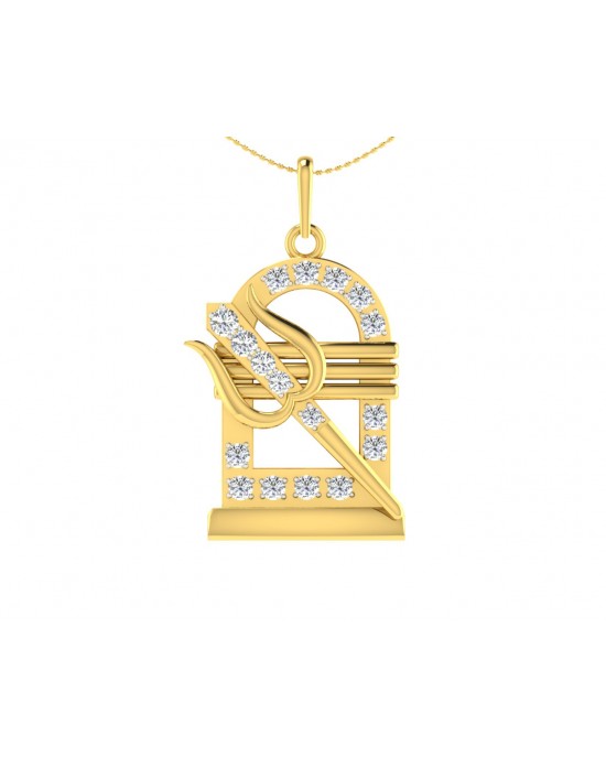 Shiv Trishul & Lingam Pendant with Diamond