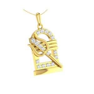 Shiv Trishul & Lingam Pendant with Diamond