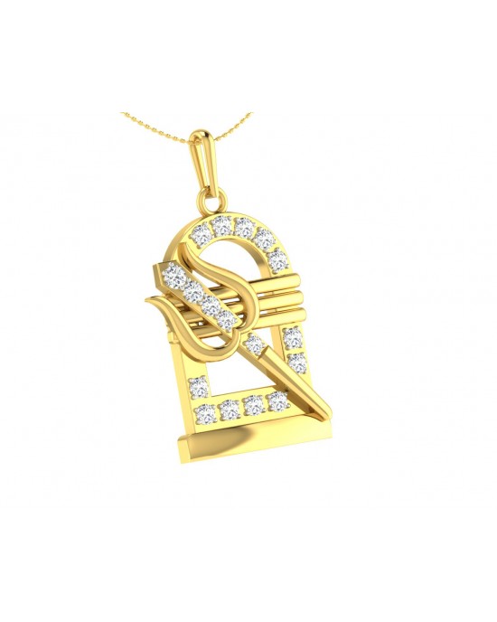 Shiv Trishul & Lingam Pendant with Diamond