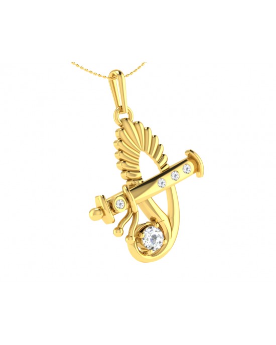 Sri Krishna Gold pendant with diamonds   