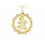 Auspicious Shri Sai Pendant in Gold studded with diamonds
