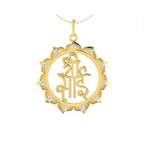 Auspicious Shri Sai Pendant in Gold studded with diamonds