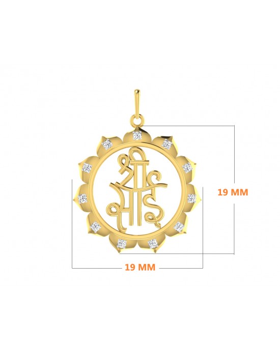 Auspicious Shri Sai Pendant in Gold studded with diamonds