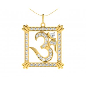 Auspicious Aum Pendant in Gold with diamonds