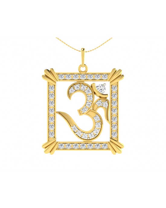 Auspicious Aum Pendant in Gold with diamonds