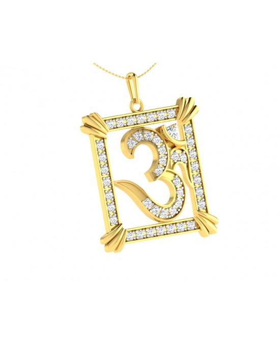 Auspicious Aum Pendant in Gold with diamonds