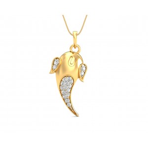 Artistic Ganpati Pendant in Gold with Diamonds