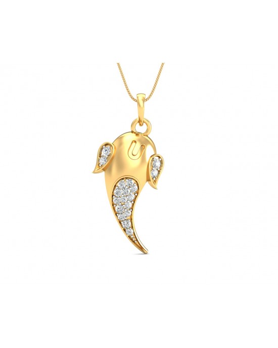 Artistic Ganpati Pendant in Gold with Diamonds