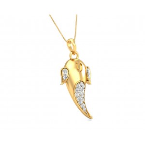 Artistic Ganpati Pendant in Gold with Diamonds