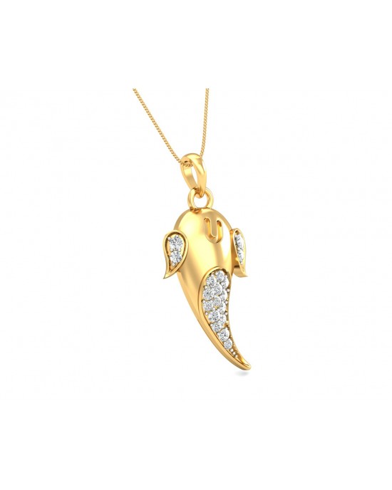 Artistic Ganpati Pendant in Gold with Diamonds