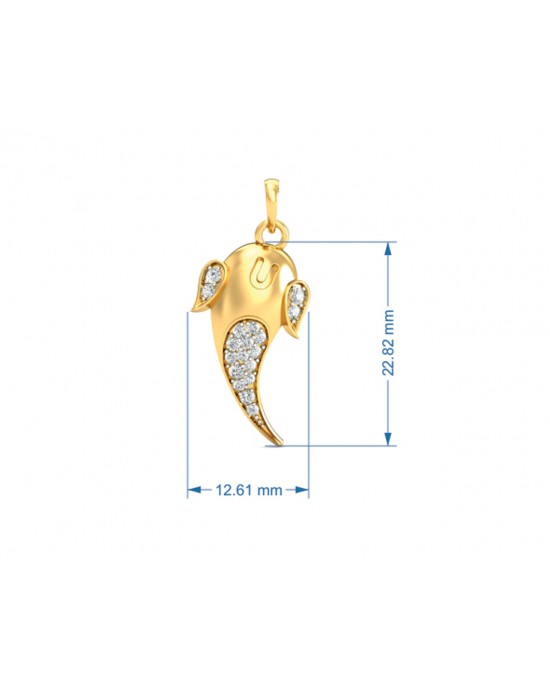 Artistic Ganpati Pendant in Gold with Diamonds