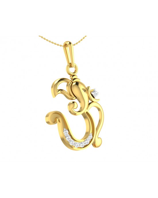 Creative Aum Ganesh Pendant in Gold and diamonds