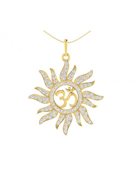 Diamond Aum Pendant in Gold