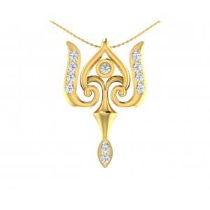 Auspicious Shiv Trident Pendant in Gold