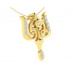 Auspicious Shiv Trident Pendant in Gold