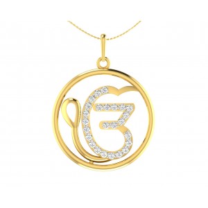 Auspicious Ik Onkaar Gold Pendant with Diamonds   