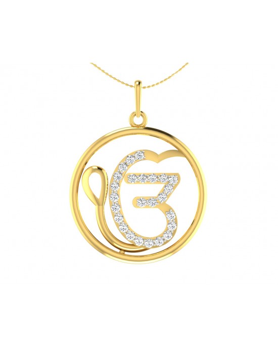 Auspicious Ik Onkaar Gold Pendant with Diamonds   