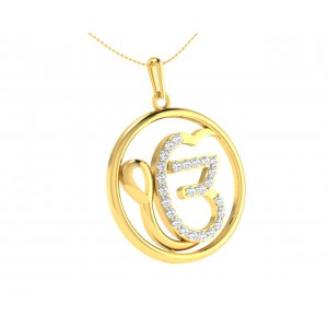 Auspicious Ik Onkaar Gold Pendant with Diamonds   