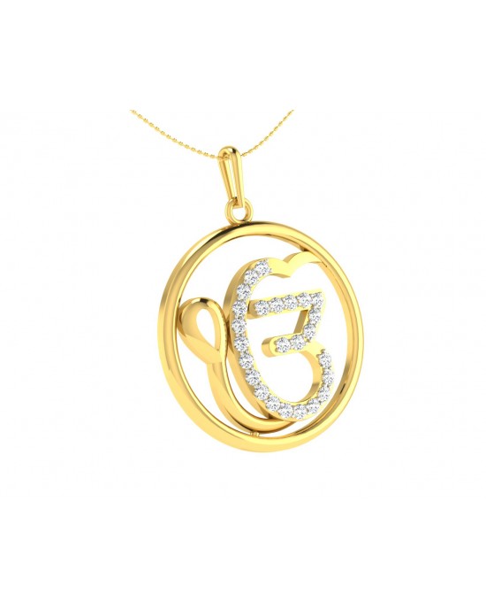 Auspicious Ik Onkaar Gold Pendant with Diamonds   