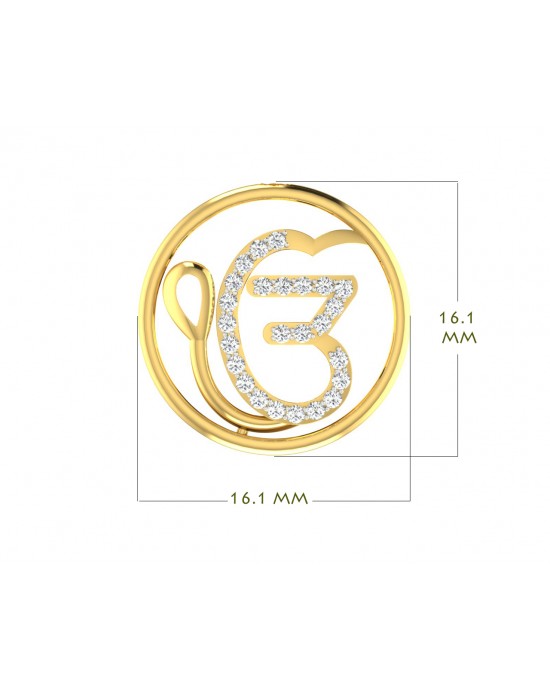 Auspicious Ik Onkaar Gold Pendant with Diamonds   