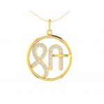 Auspicious Shri Pendant in Gold with diamonds