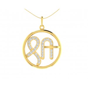 Auspicious Shri Pendant in Gold with diamonds