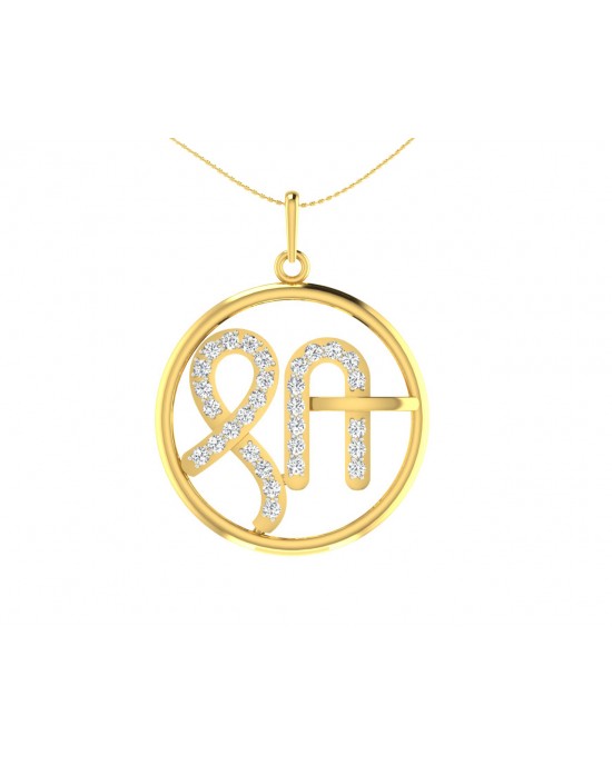 Auspicious Shri Pendant in Gold with diamonds