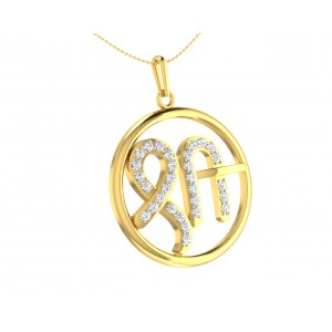 Auspicious Shri Pendant in Gold with diamonds