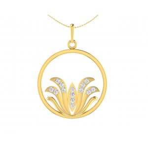 Auspicious Lotus Pendant in Gold with Diamonds