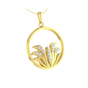 Auspicious Lotus Pendant in Gold with Diamonds