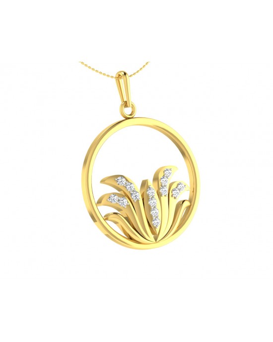 Auspicious Lotus Pendant in Gold with Diamonds