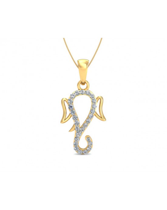 Auspicious Ganpati Gift Pendant in Gold with diamonds