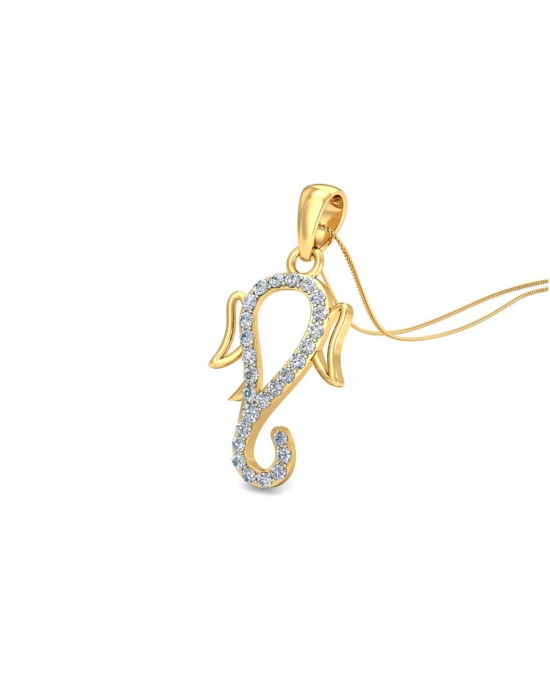 Auspicious Ganpati Gift Pendant in Gold with diamonds