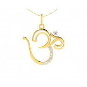 Om Pendant in Gold with diamonds 