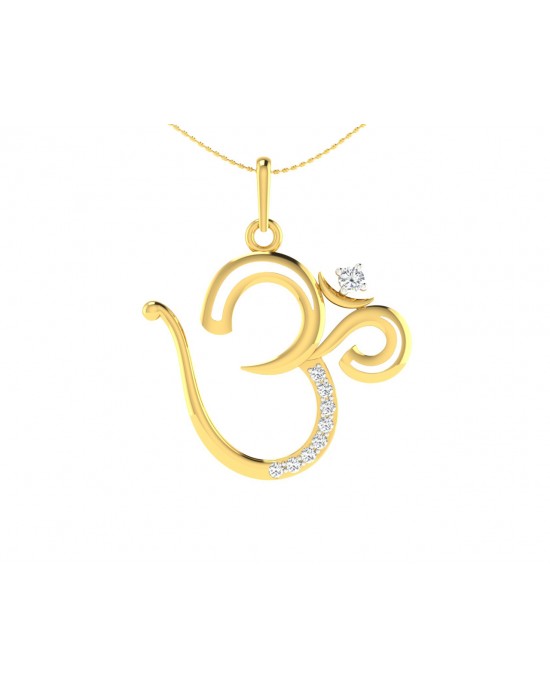 Om Pendant in Gold with diamonds 