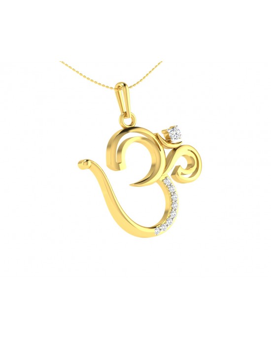 Om Pendant in Gold with diamonds 