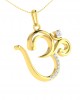 Om Pendant in Gold with diamonds 