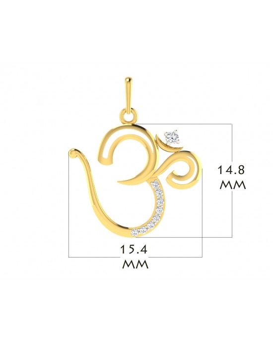 Om Pendant in Gold with diamonds 