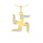 Gold Swastika Pendant with diamonds