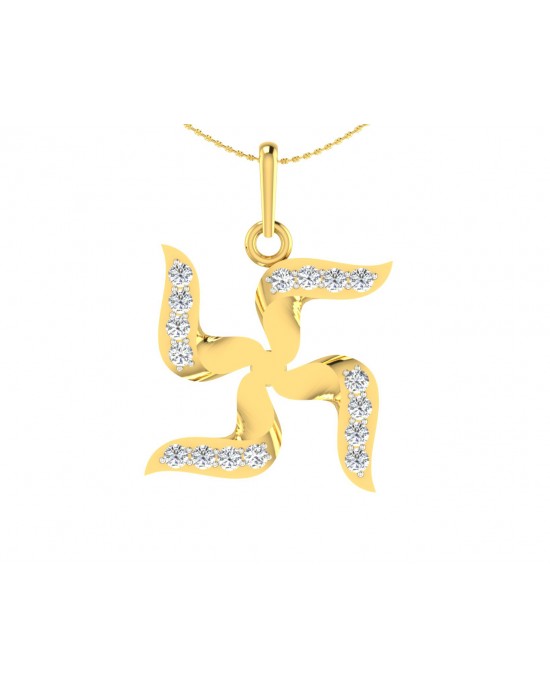 Gold Swastika Pendant with diamonds