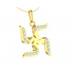 Gold Swastika Pendant with diamonds