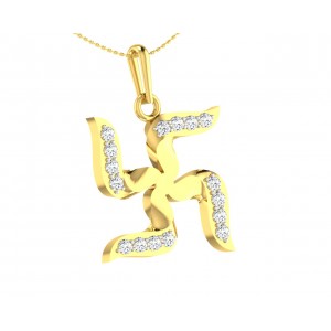 Gold Swastika Pendant with diamonds