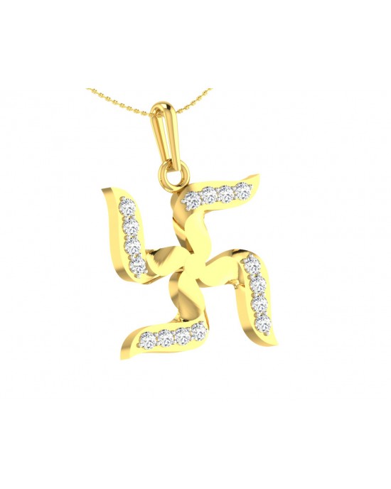 Gold Swastika Pendant with diamonds