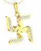 Gold Swastika Pendant with diamonds