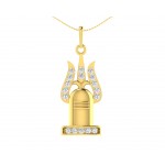 Shiv Trishul & Shivling pendant in Gold with diamonds